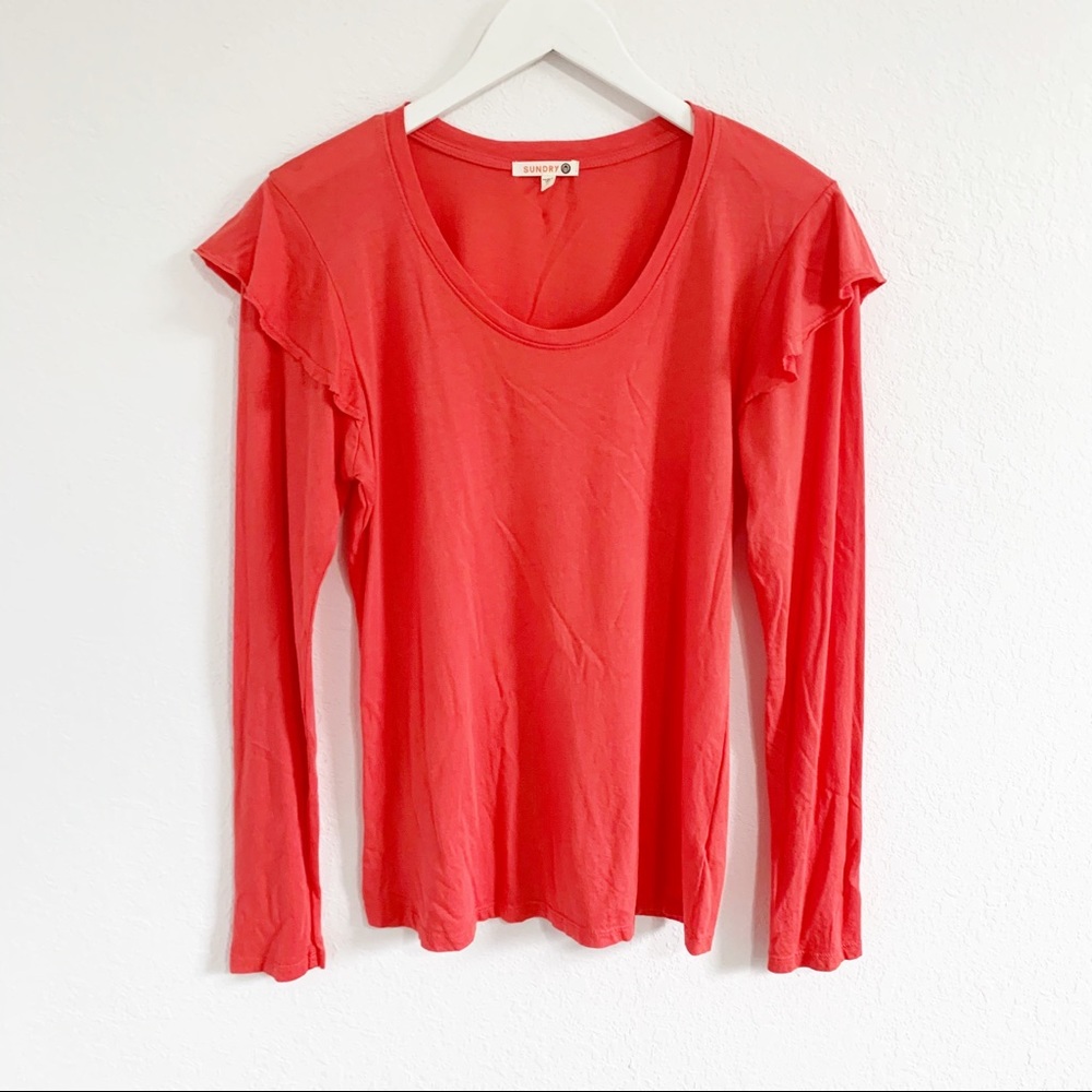 Sundry Long Sleeve Coral Shirt M